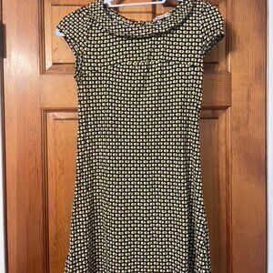 Forever brand yellow/black/white mini dress with cap sleeves and collar